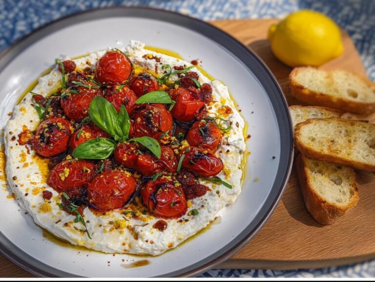 Pisket feta med ovnsbakte tomater