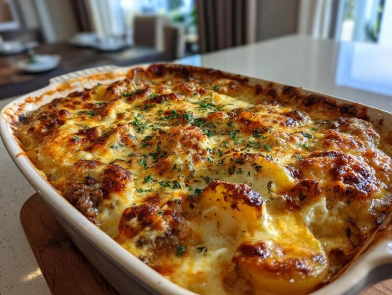 cheesy potetform med biff