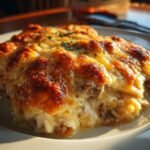 cheesy potetgrateng med biff