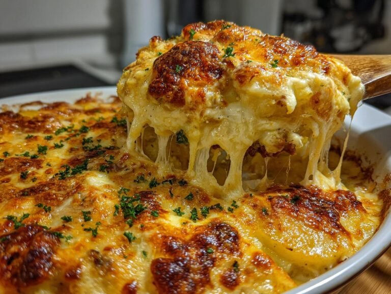 cheesy potetgrateng med biff