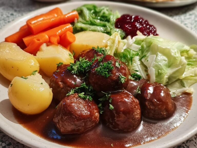 heimelaga kjøttkaker med brun saus